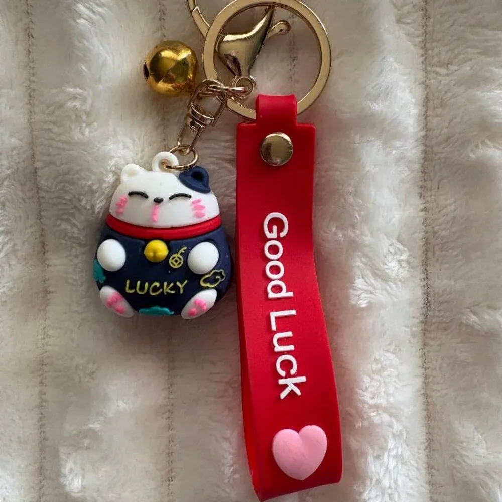 Maneki Neko Cute Lucky Cat Women's Teen's Girl's Bag Pendant Keychain